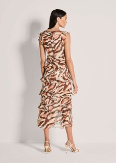 Chiffonkleid mit Volants und Animalprint thumbnail 4