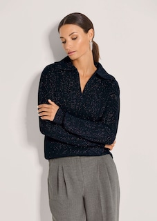 Schimmernder Pullover mit Polo-Kragen thumbnail 2