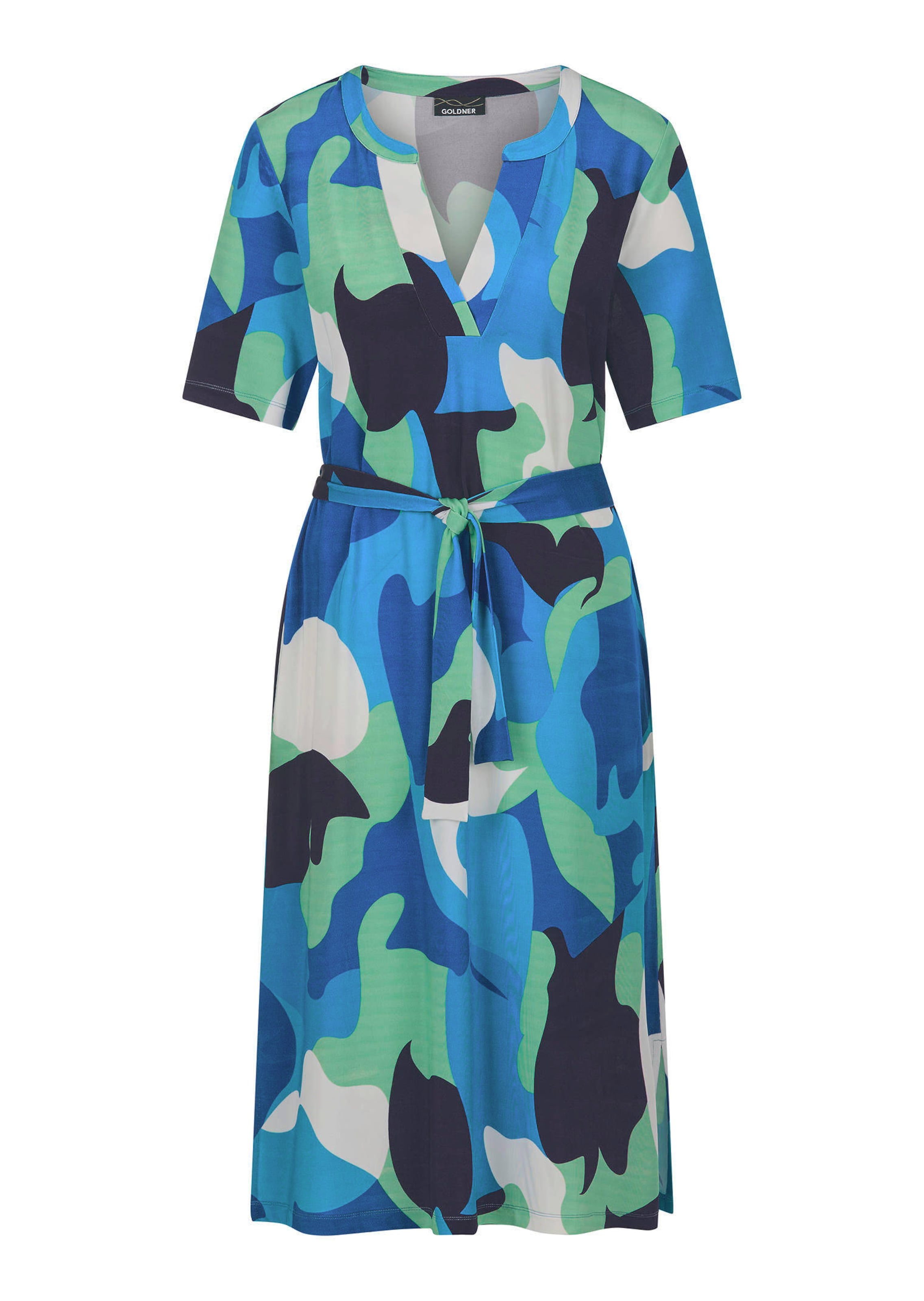 Jerseykleid mit Bindeband und Taschen
