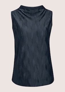 Ärmelloses Struktur-Shirt mit Stehkragen thumbnail 7