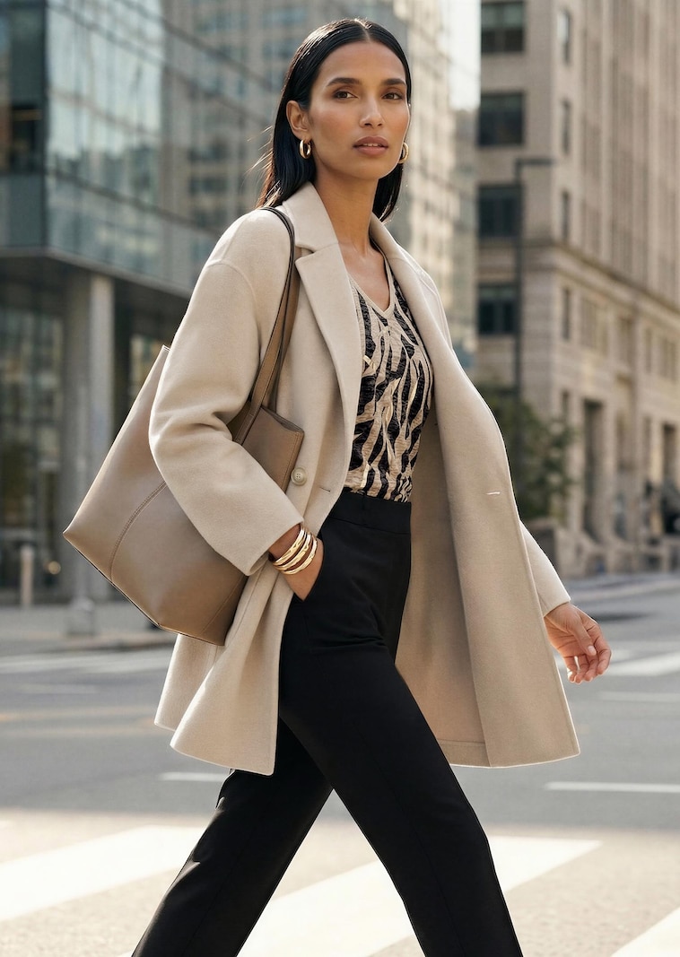 Double-faced coat in pure wool