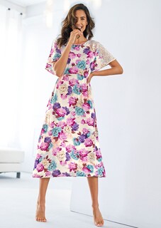 Nachtkleid mit Spitze und Blütenprint thumbnail 1