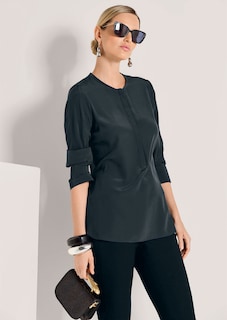 Lange Seidenbluse in kragenloser Form thumbnail 5