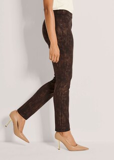 Slender trousers with a subtle sheen and an animal print thumbnail 5