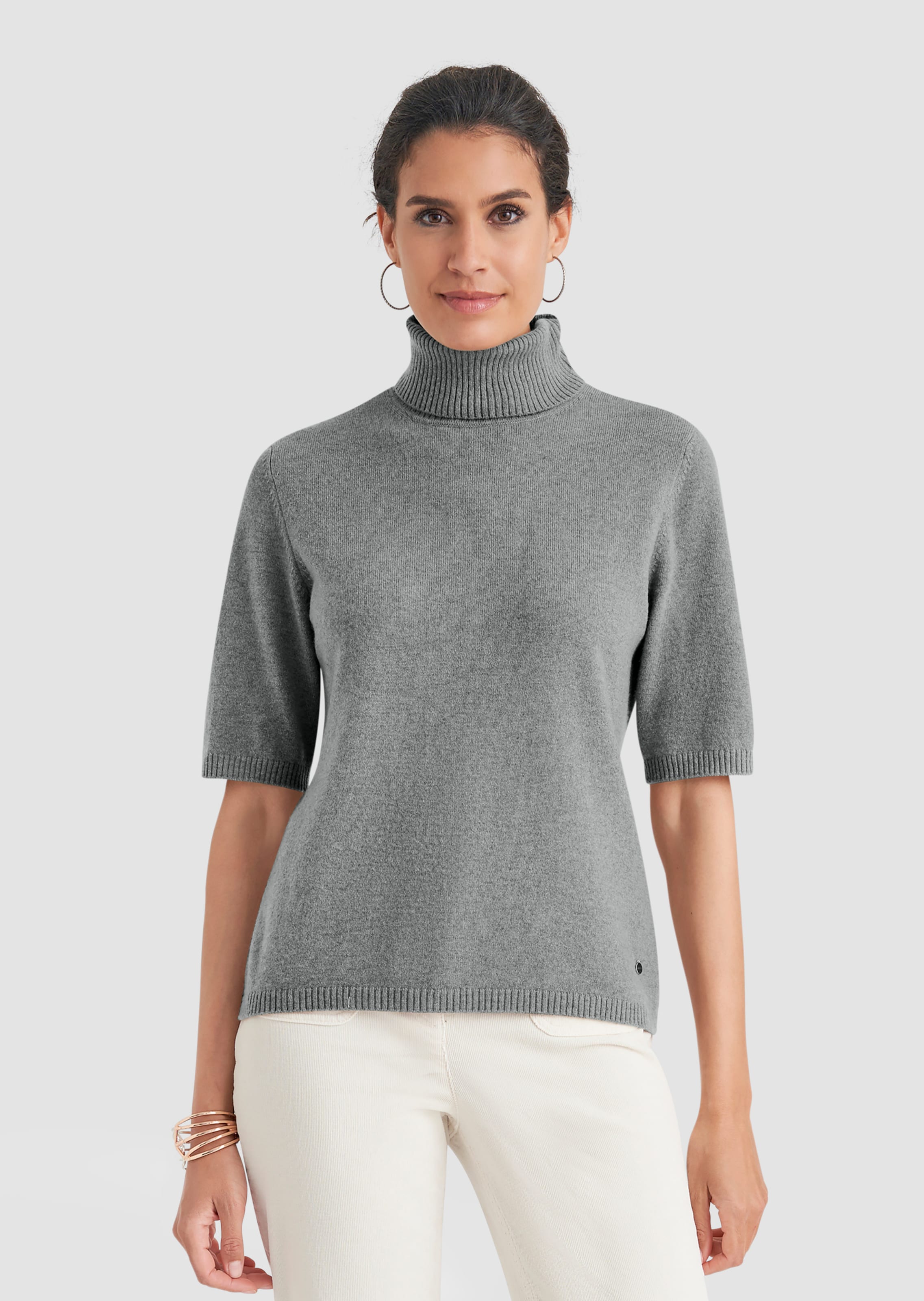 Kaschmirpullover mit Rollkragen und Halbarm