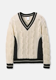 Zopfmuster-Pullover mit wattierten Steppeinsätzen thumbnail 7