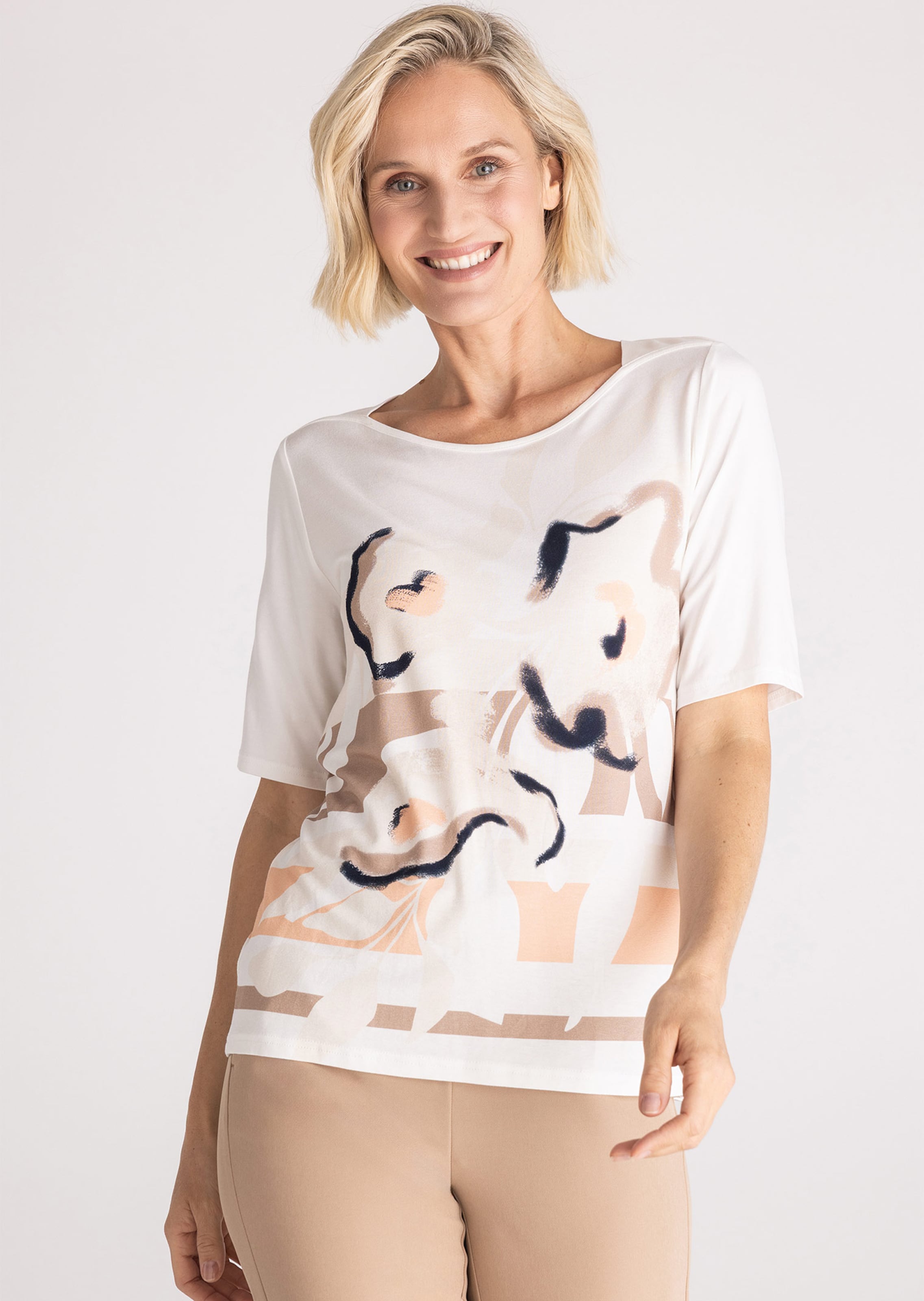 Jersey shirt met boothals met bies