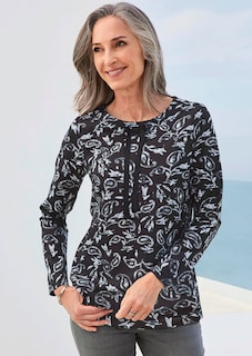 Shirt met metallic print en lange mouwen thumbnail 7