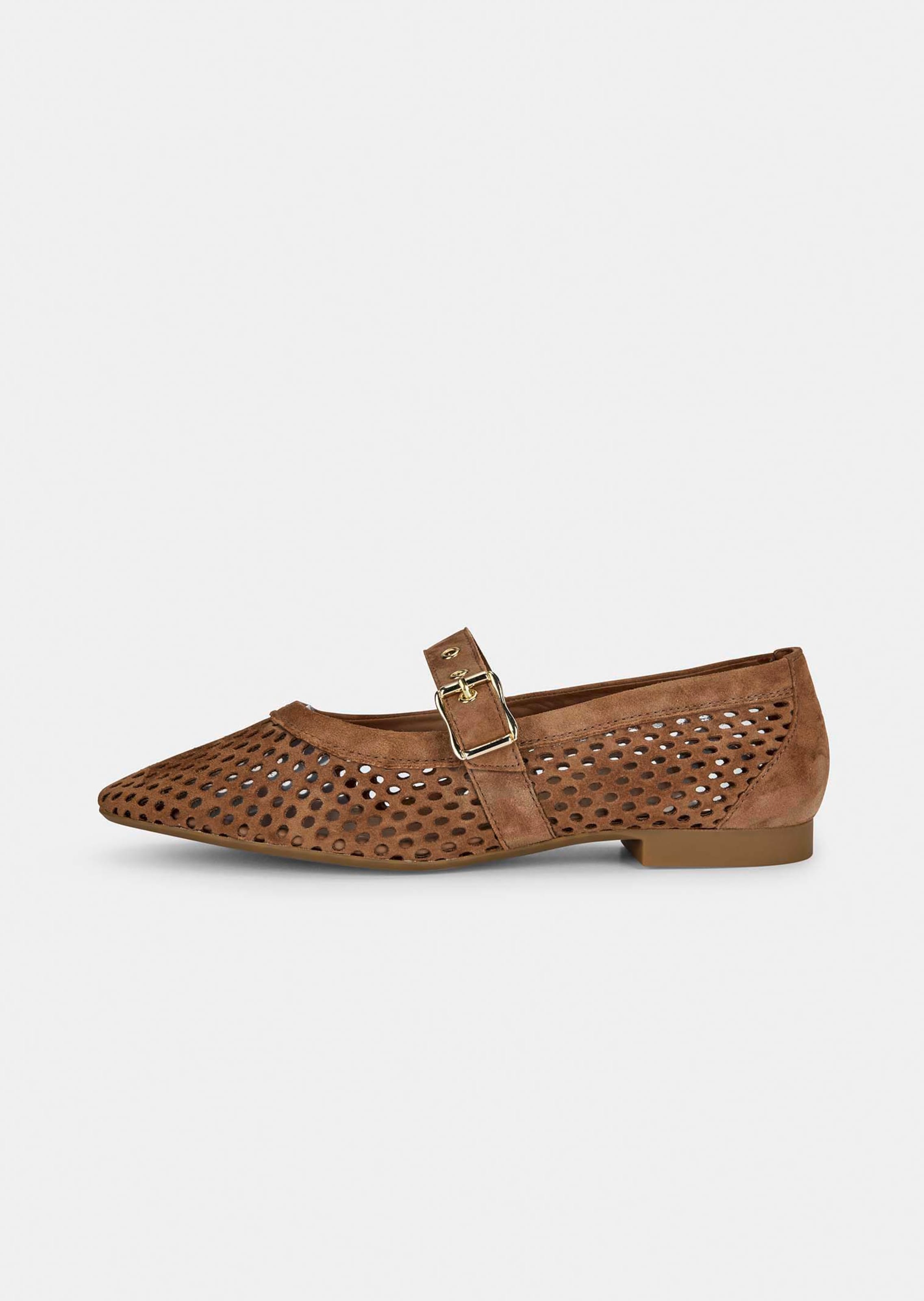Leder-Ballerina mit Riemchen