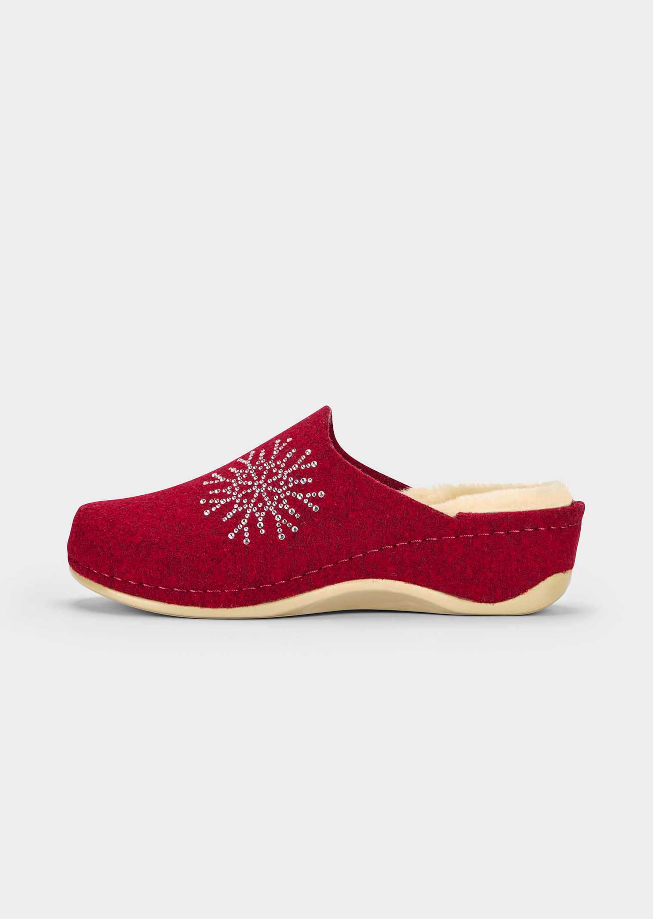Pantoffeln aus Wollfilz mit Glitzersteinen