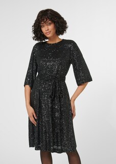 Ausgestelltes Paillettenkleid mit Gürtel thumbnail 2