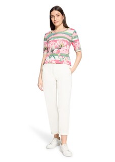 Rippenshirt mit Blüten und Streifen thumbnail 2