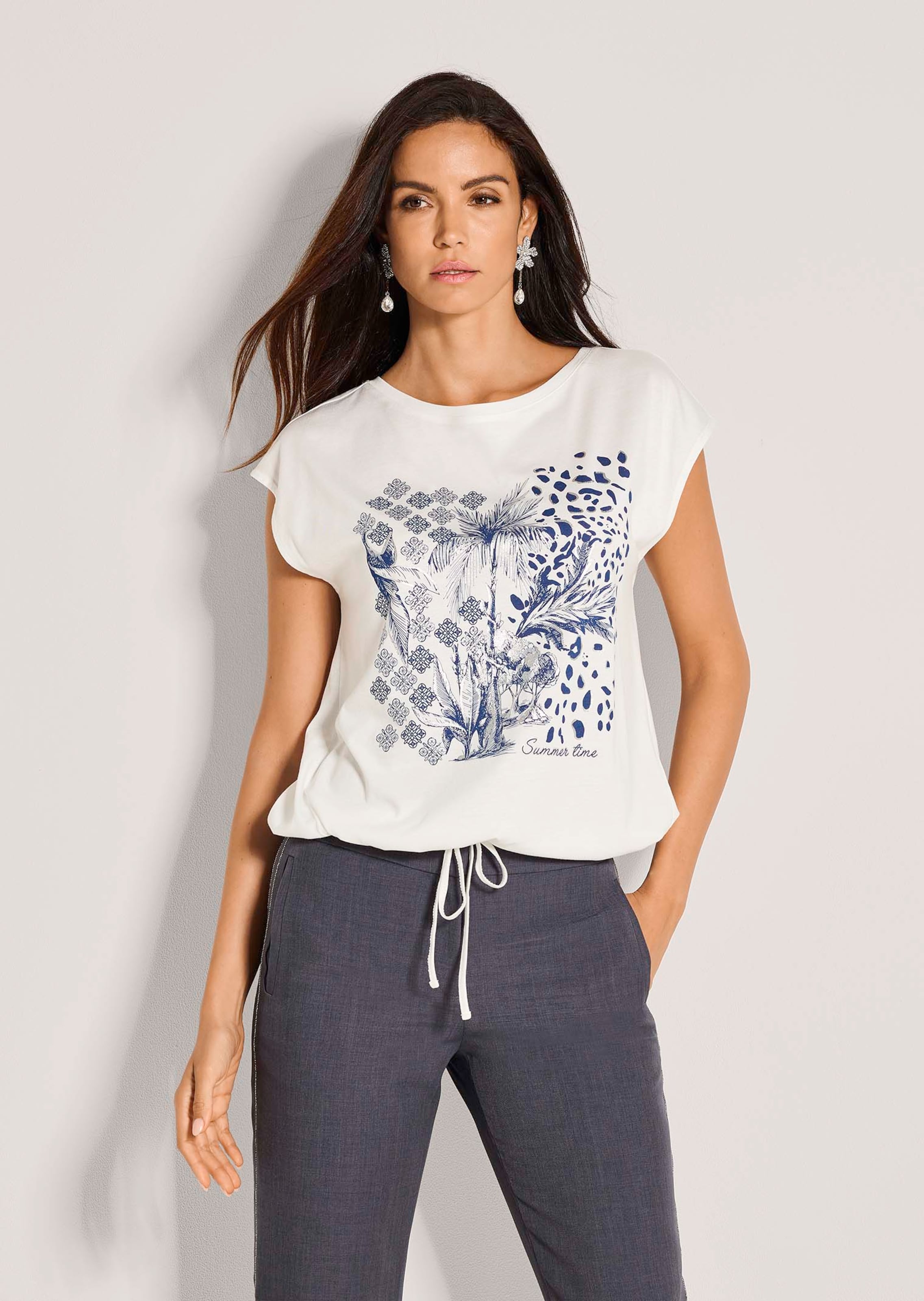 Motivshirt mit Tunnelzug am Saum