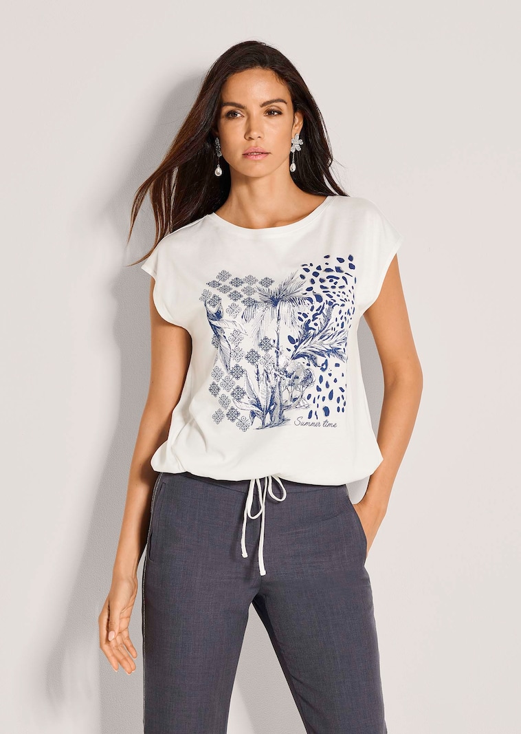 Motivshirt mit Tunnelzug am Saum