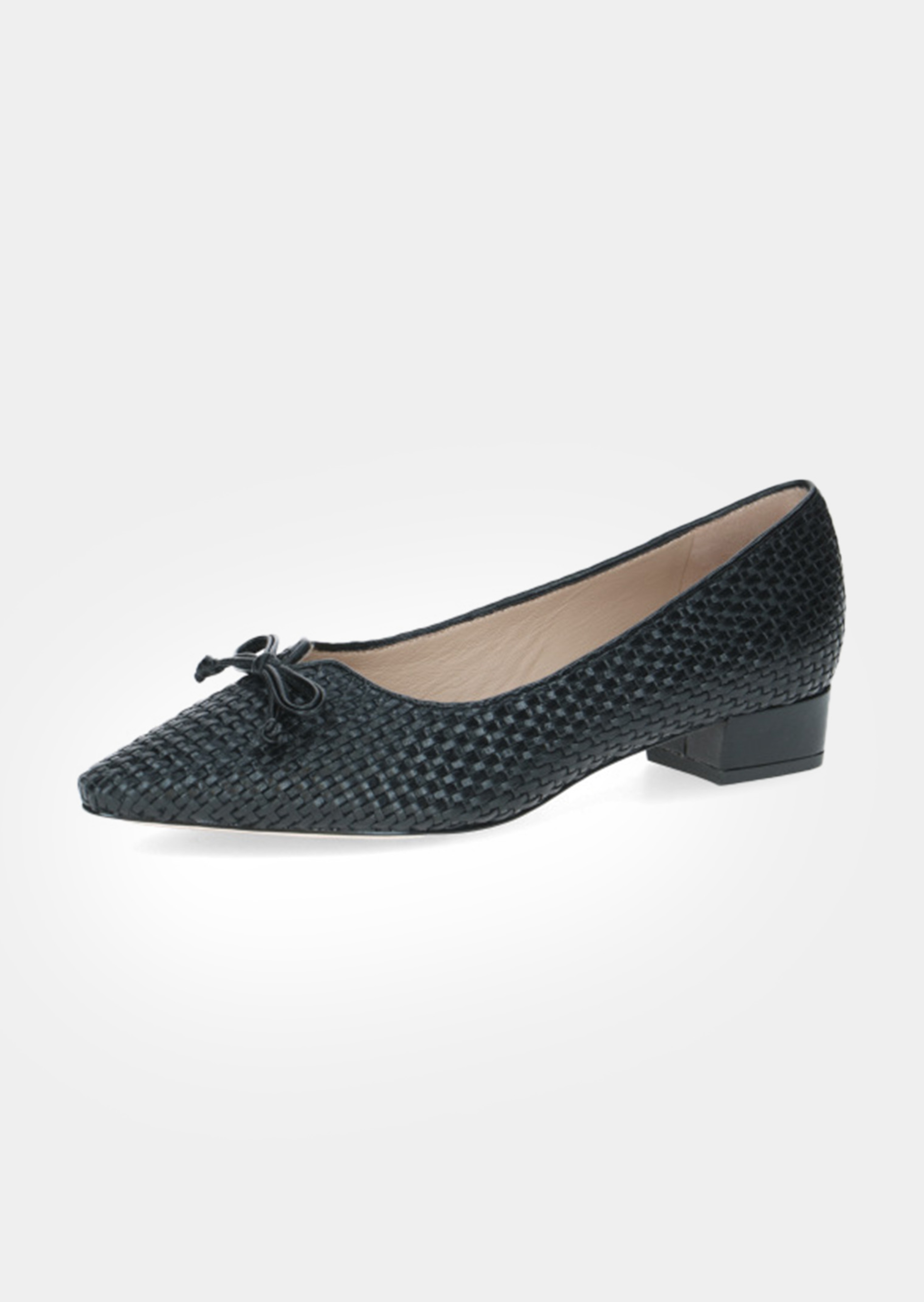 Leder-Pumps in Flechtoptik mit Blockabsatz