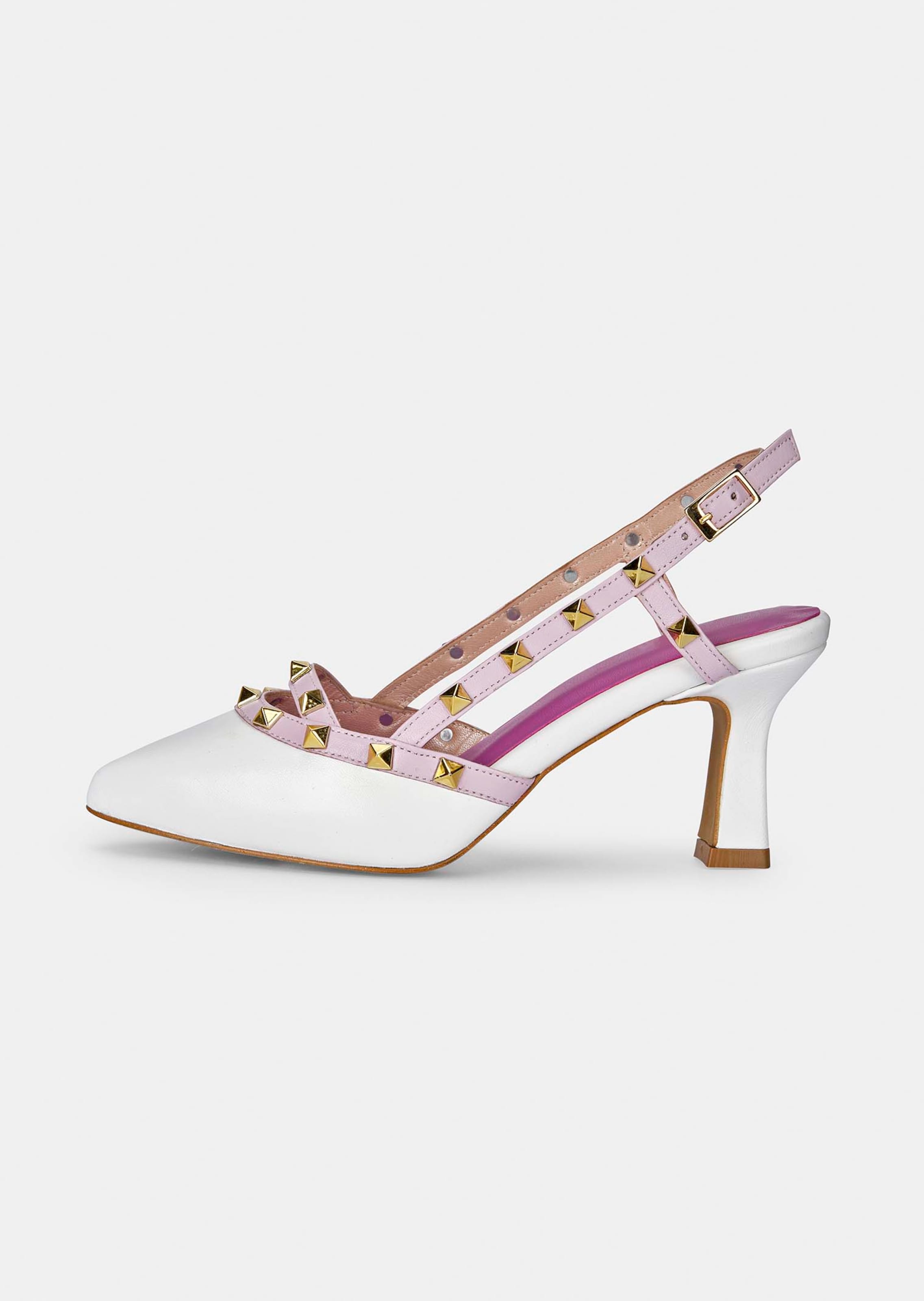 Slingpumps aus Leder mit Pyramiden-Nieten