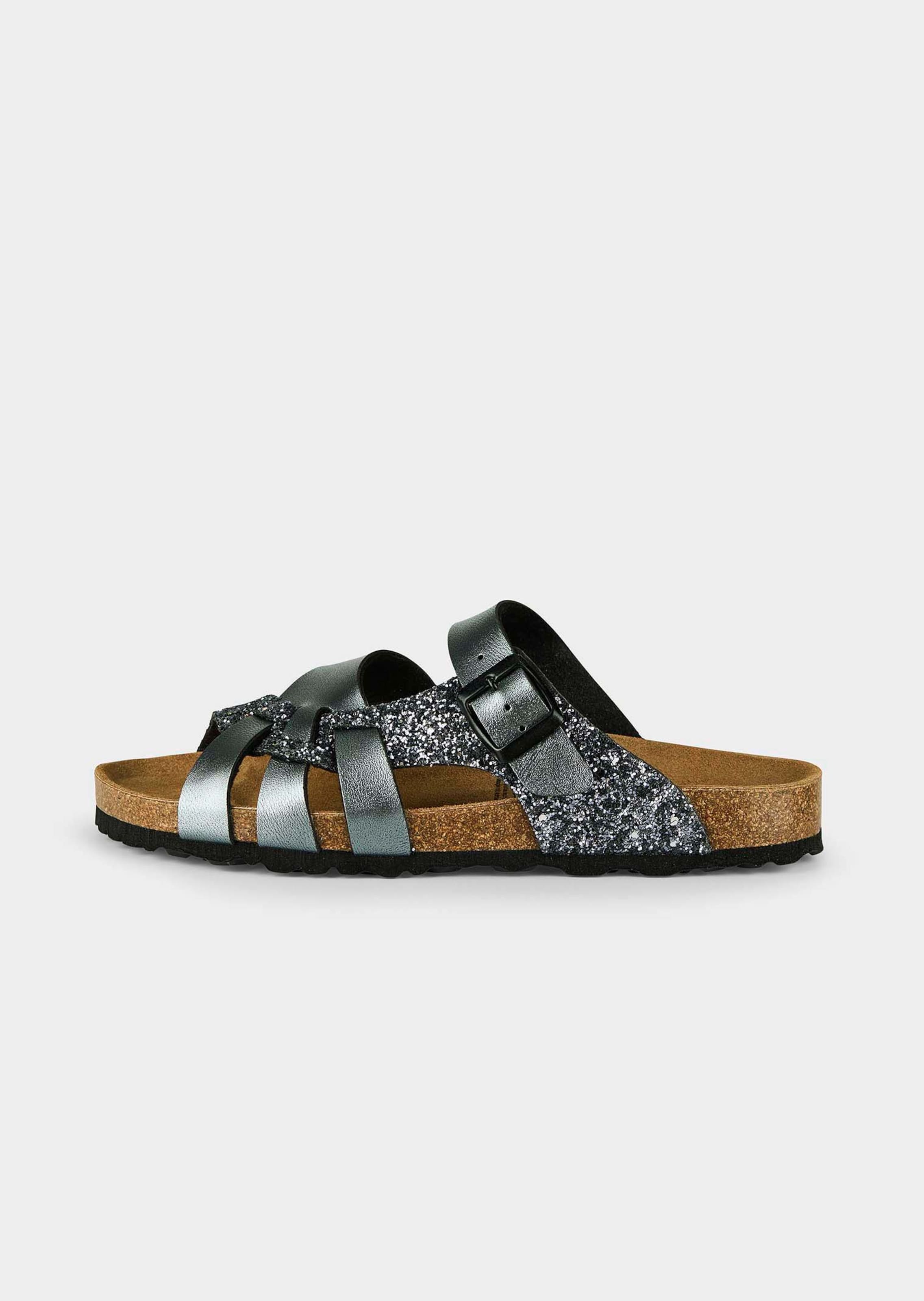 Glittersandalen met leer