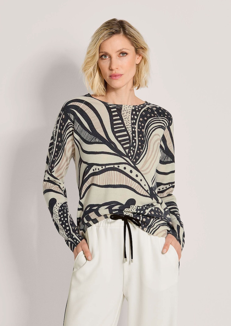 Feinstrick-Pullover mit Fantasy-Print