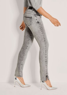 Schmale Jeans mit Strass und Stickerei thumbnail 5