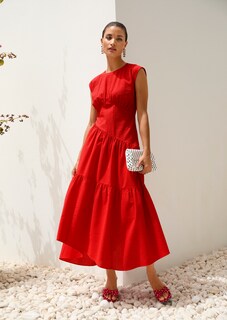 Baumwollkleid mit Stufenrock thumbnail 1