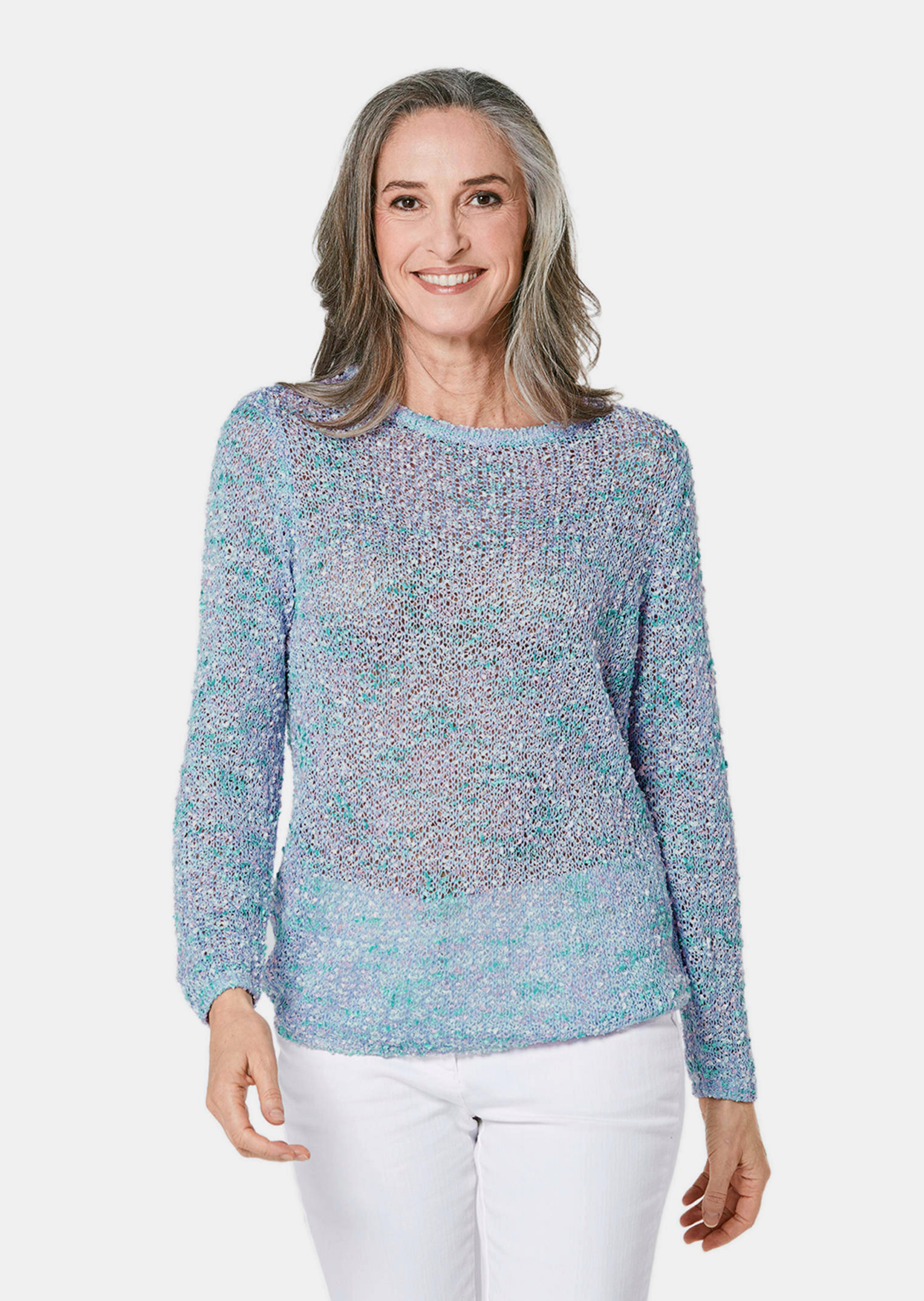 Effektvoller locker gestrickter Bändchengarnpullover