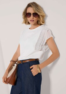 Round-neck top with lace thumbnail 5