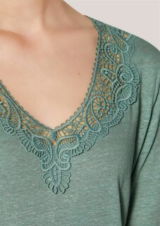 Short-sleeve linen top with lace thumbnail 6