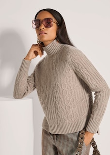 Zopfmuster-Pullover mit Kaschmiranteil und Stehkragen thumbnail 5