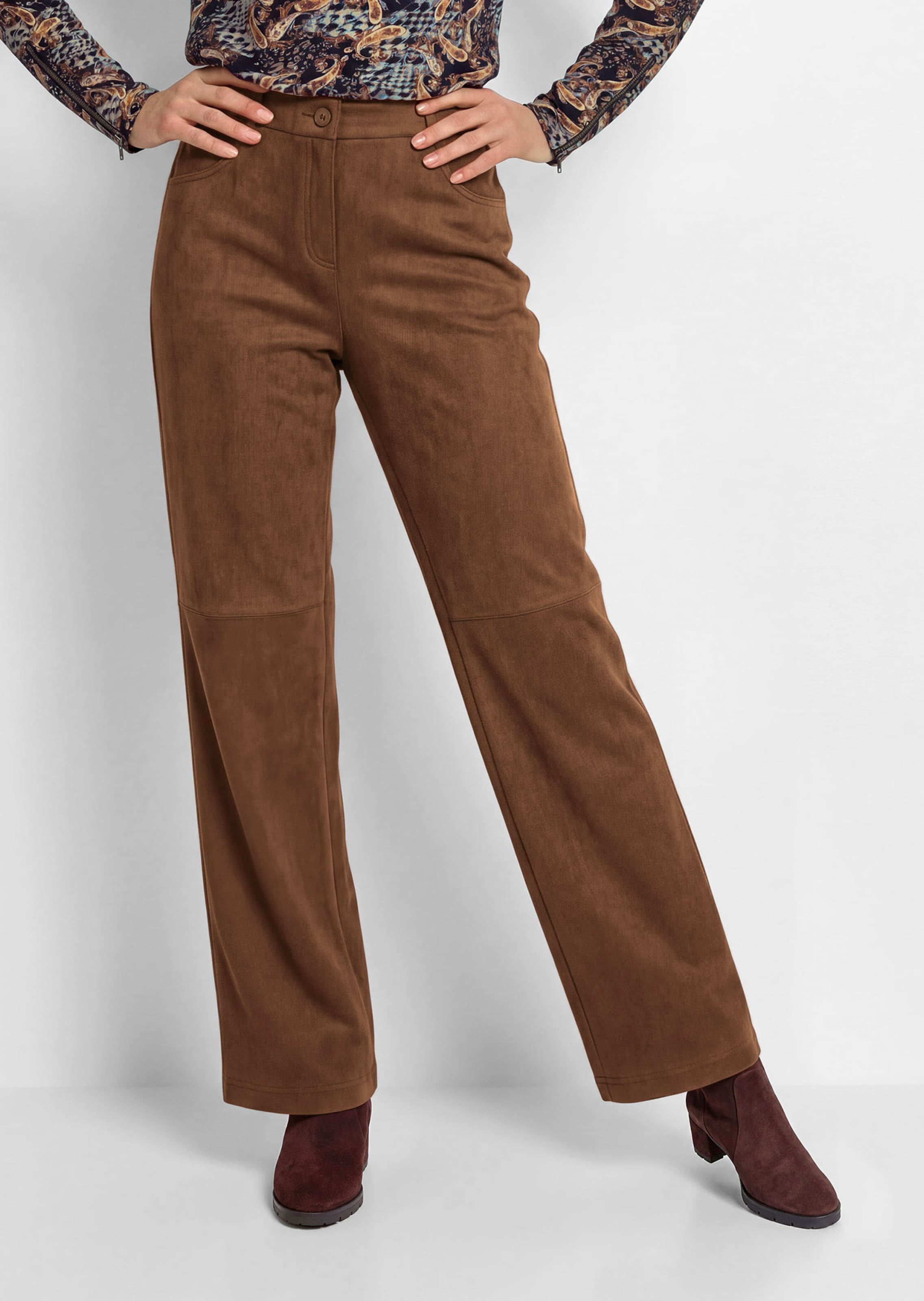 Pantalon évasé VERA aspect daim