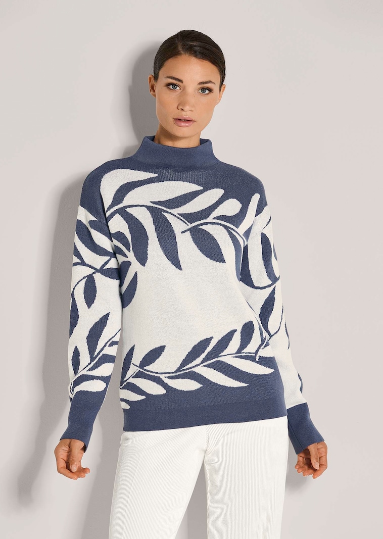 Pull jacquard à motif floral