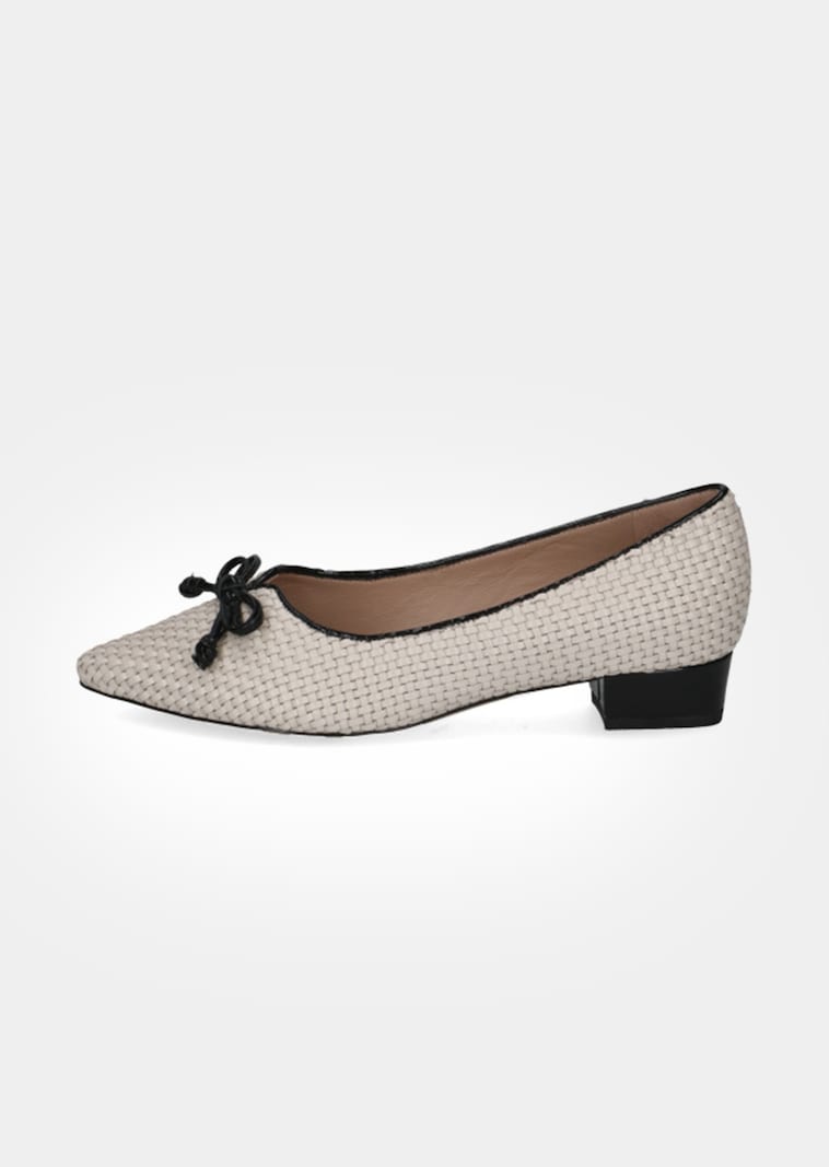 Leder-Pumps in Flechtoptik mit Blockabsatz