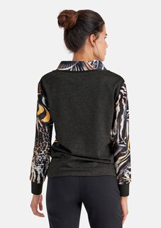 Sweatshirt mit abstraktem Animalprint und Lederakzenten thumbnail 4