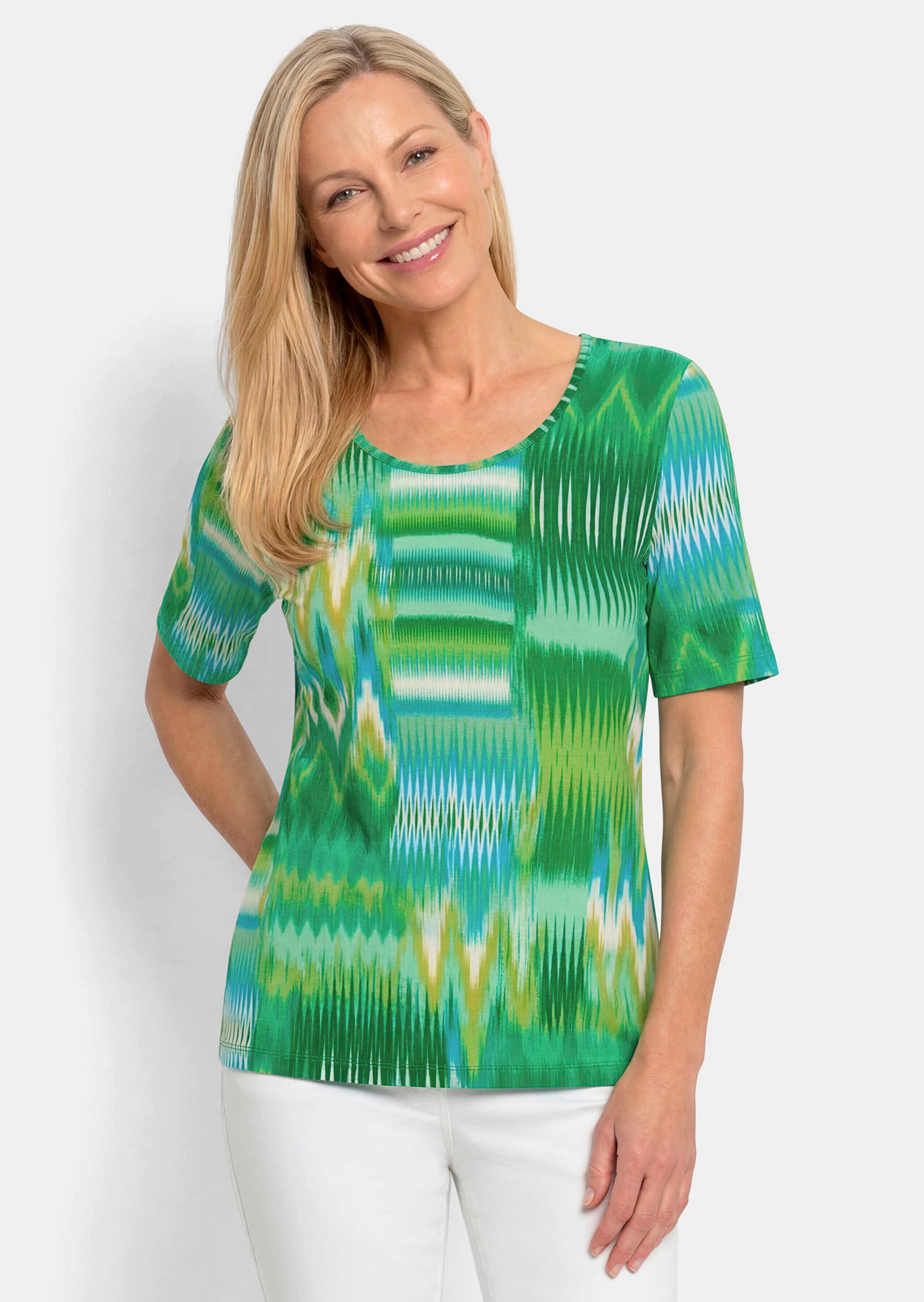 Shirt van viscose met zigzagpatroon