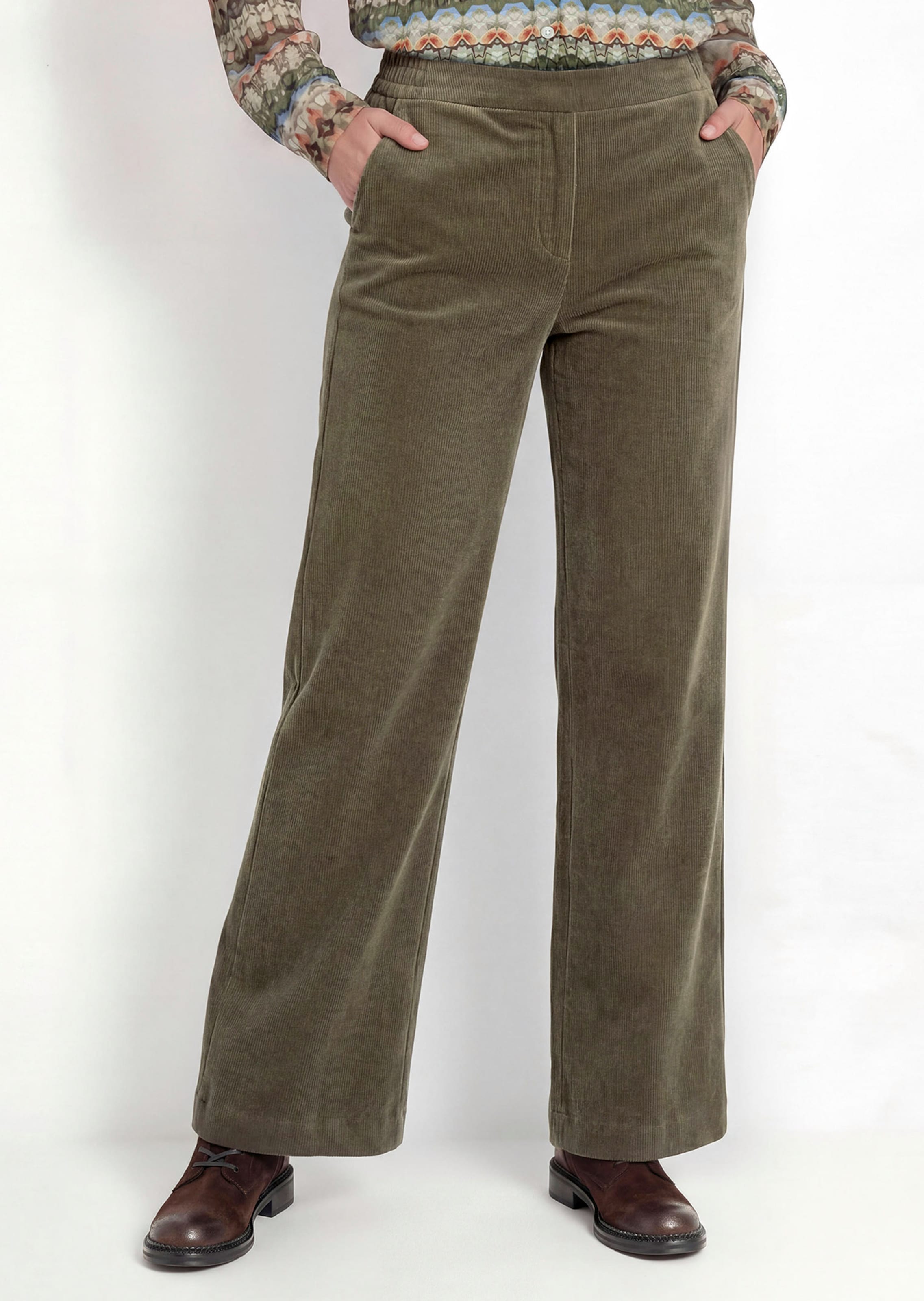 Pantalon large en velours côtelé VERA avec taille élastique