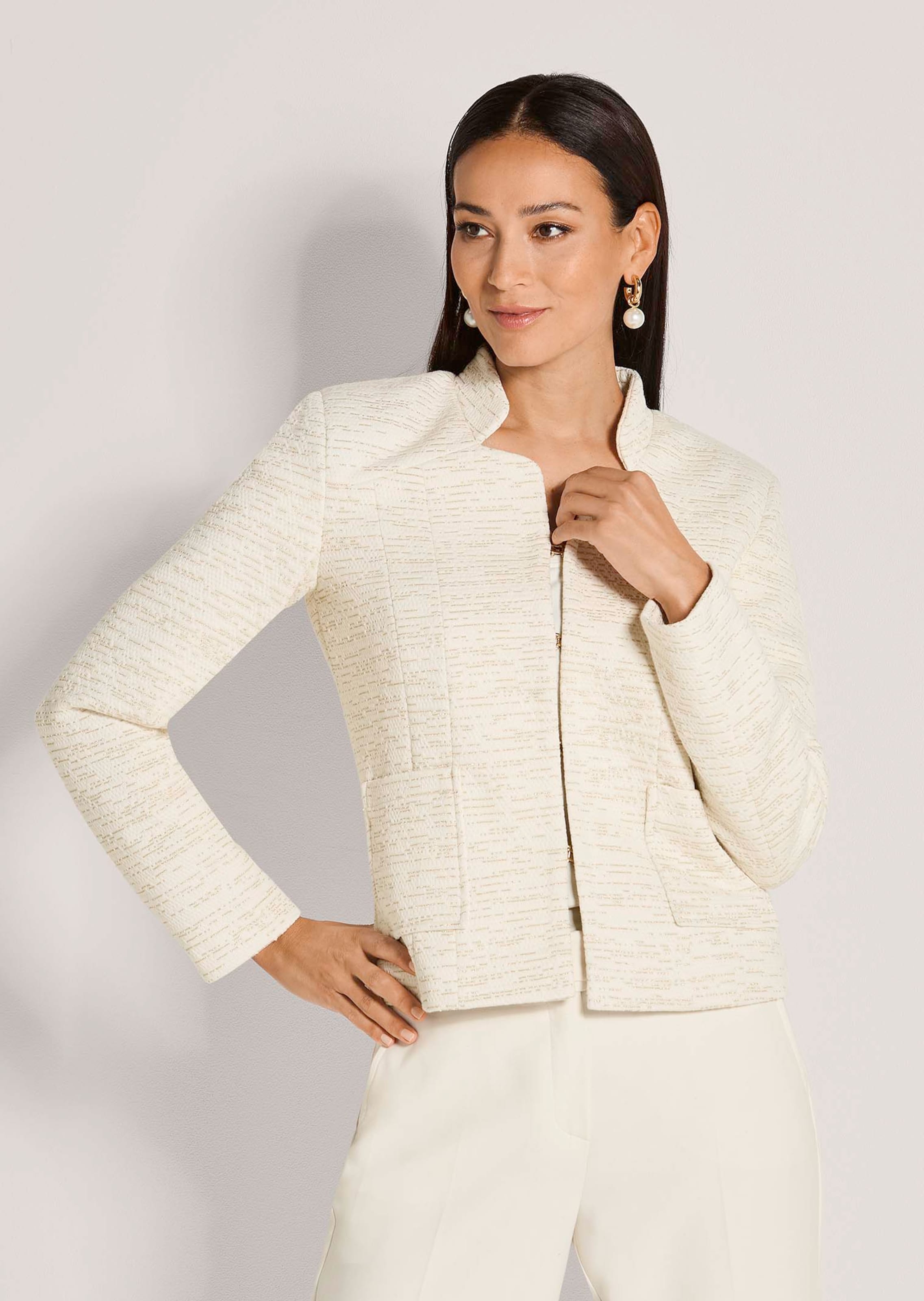 Jacquard blazer with stand-up collar