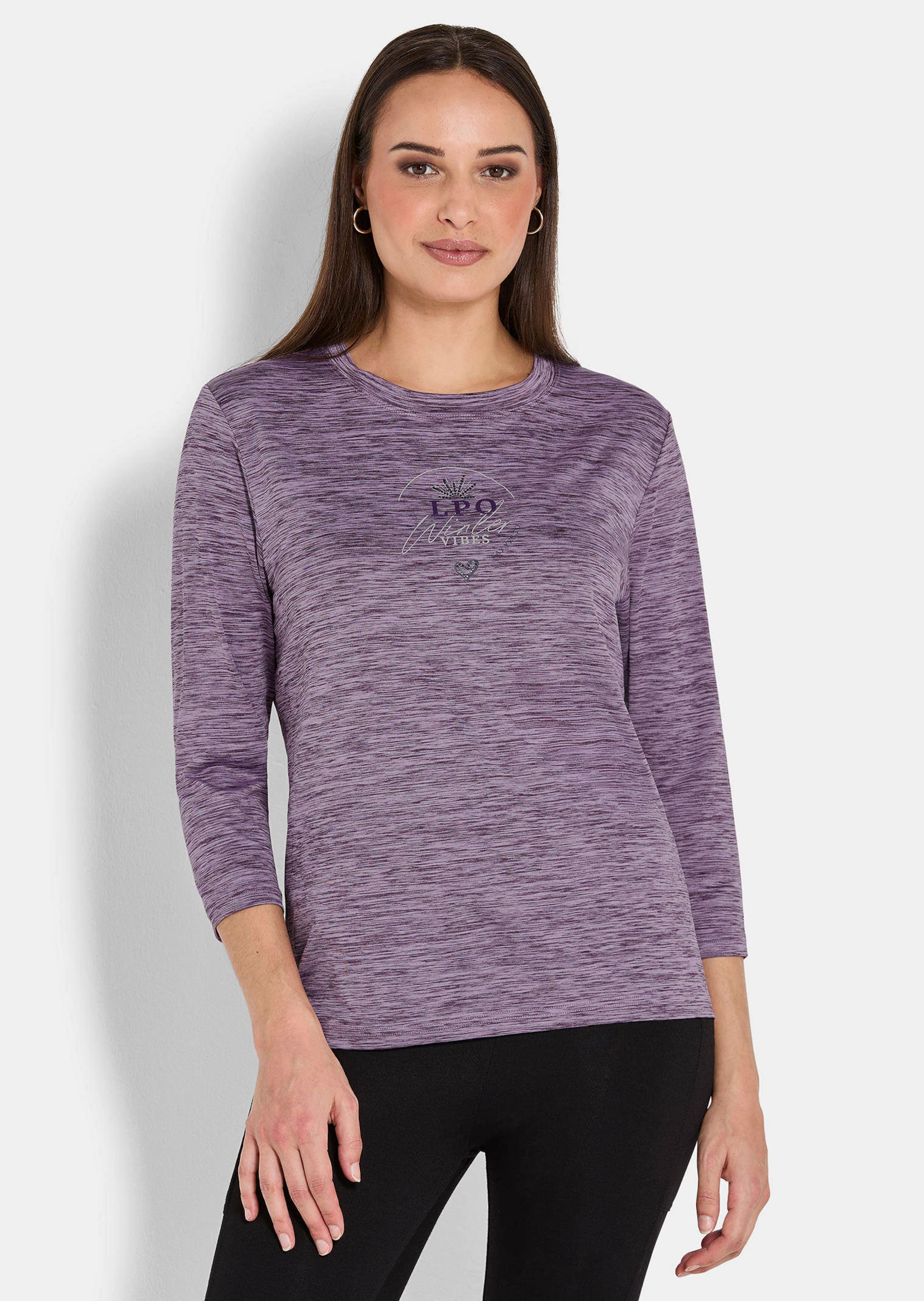 Functional T-shirt with a printed design and rhinestones