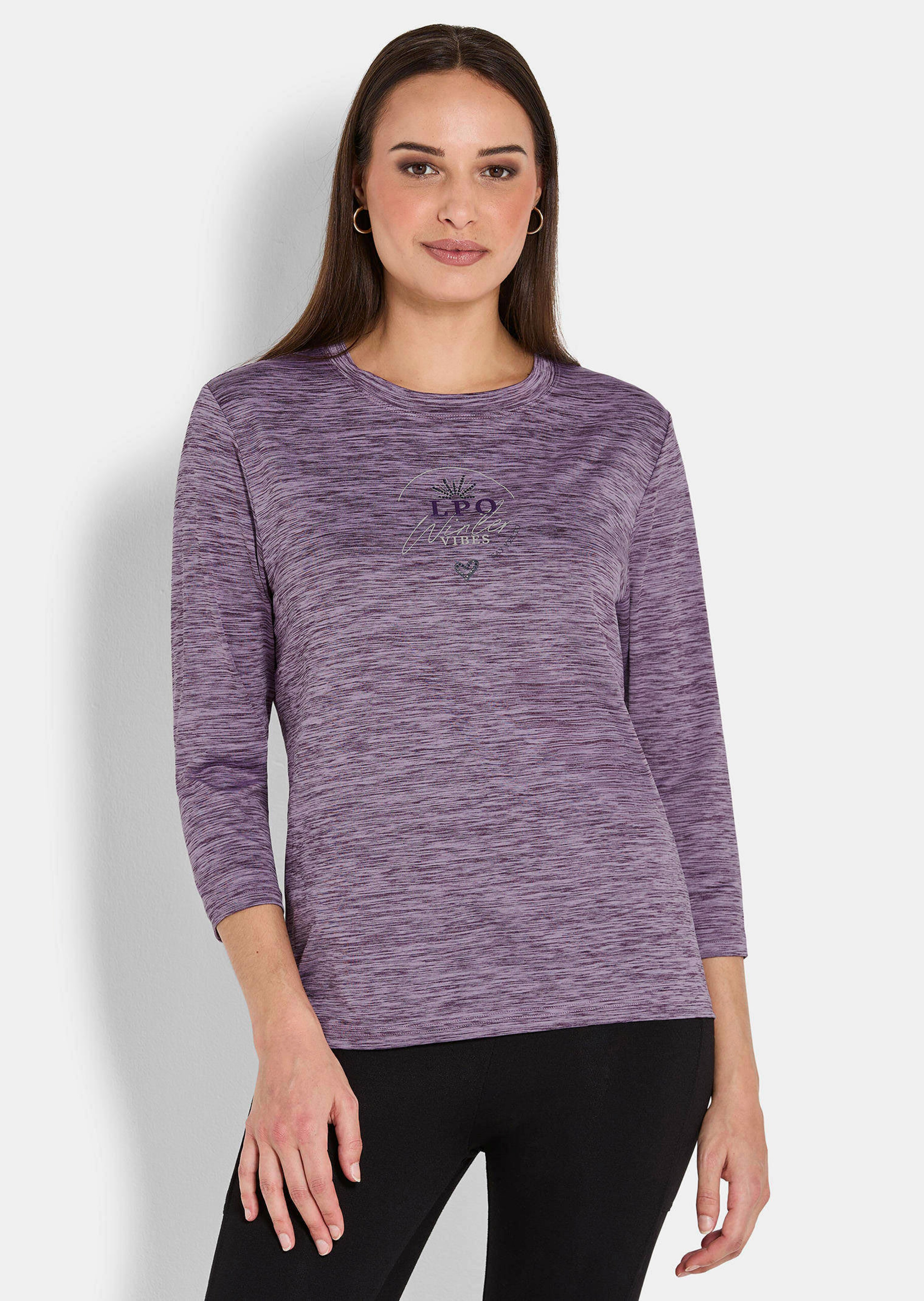 Functional T-shirt with a printed design and rhinestones