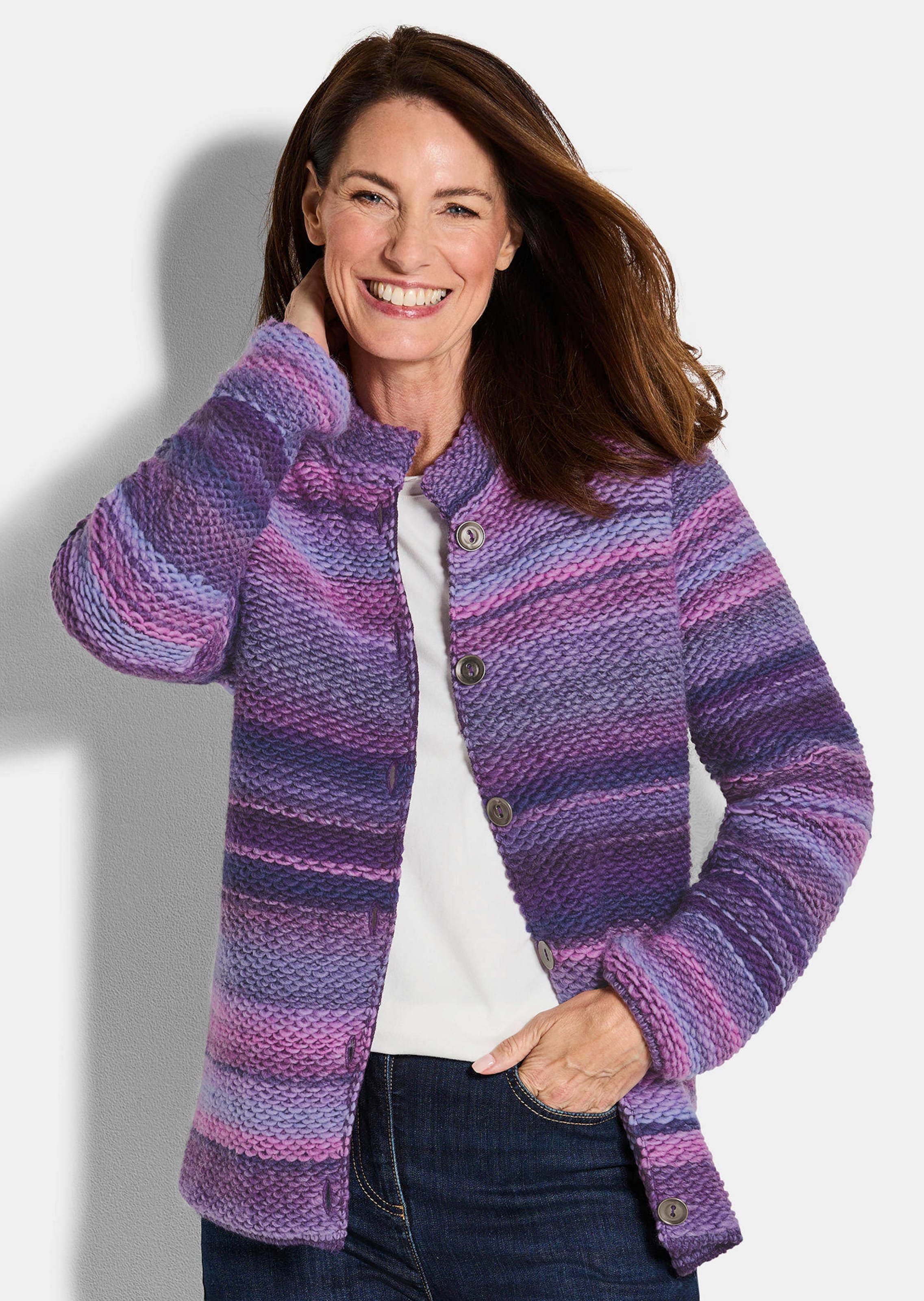 Cardigan en milleraies multicolores