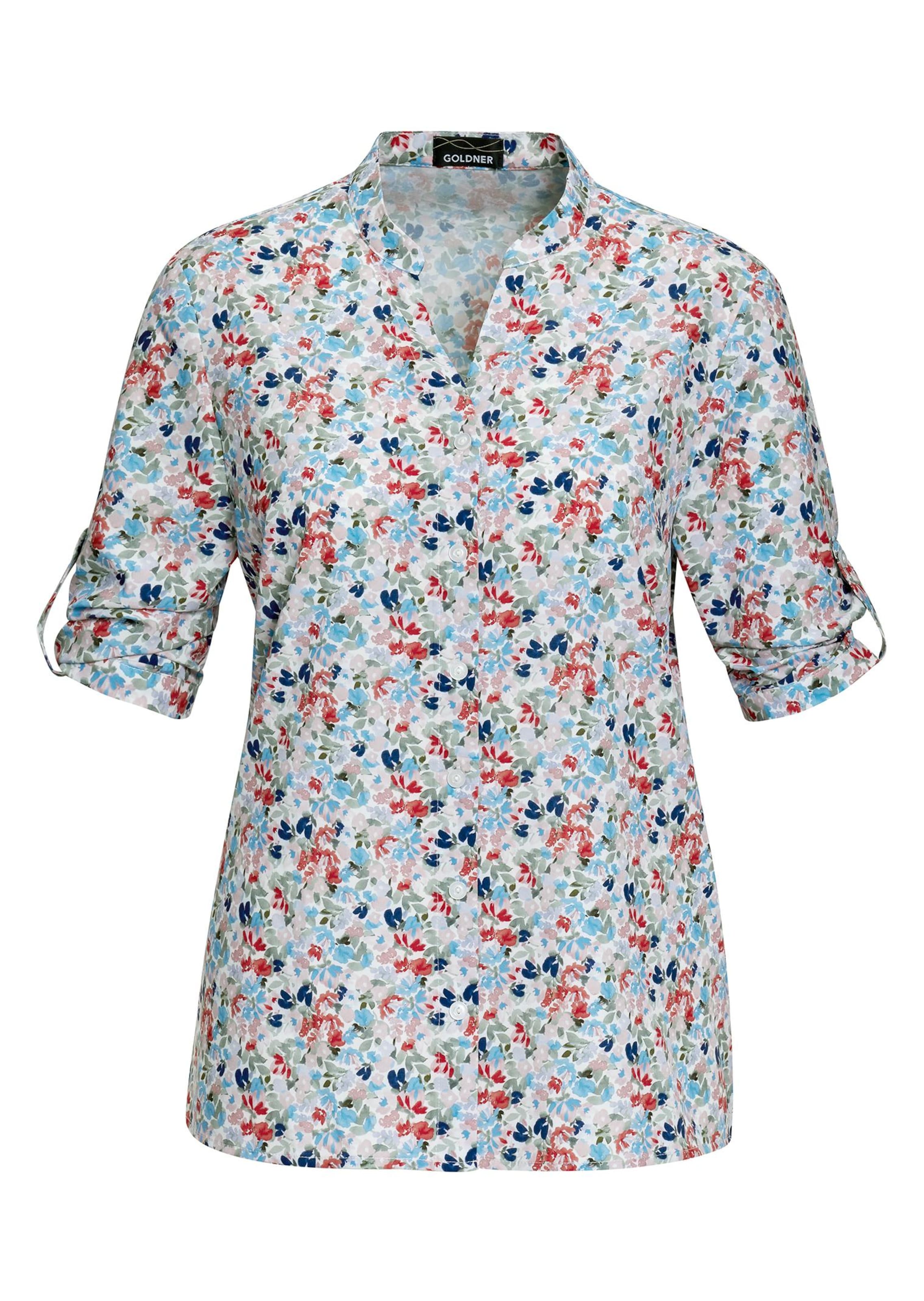 Florale Druckbluse mit Ärmeln zum Krempeln