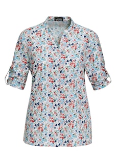 Florale Druckbluse mit Ärmeln zum Krempeln thumbnail 6