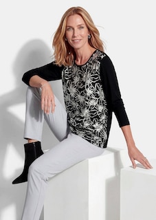 Blusenshirt mit Blumenmuster und Folienprint thumbnail 4