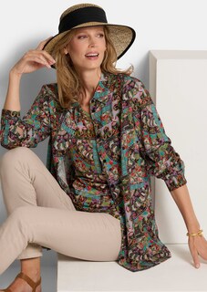 Langer geknipte blouse van pure viscose thumbnail 4