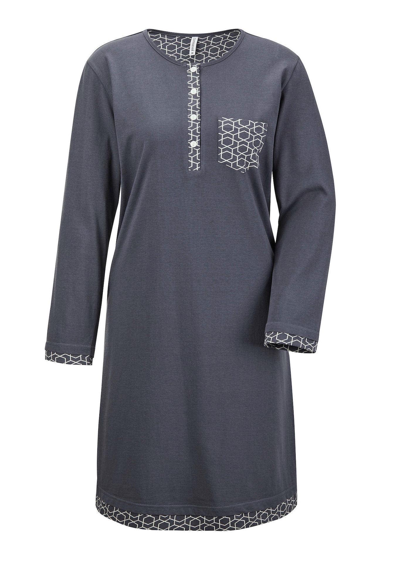 Chemise de nuit en coton Ă manches longues