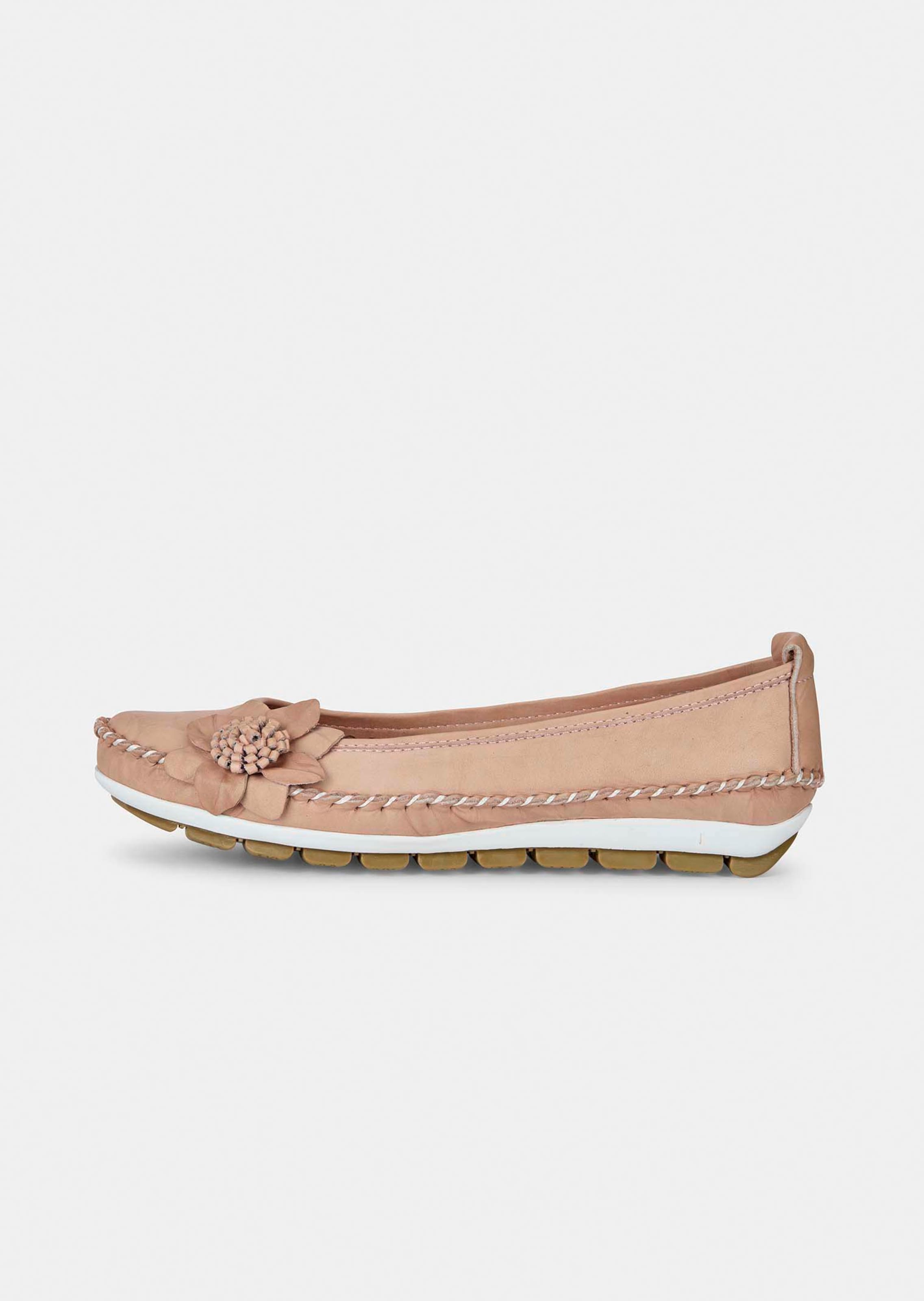 Ballerina aus Leder mit Blumenornament