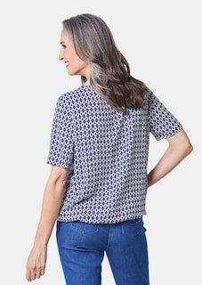 Helder gekleurde, gedessineerde blouse met charmante details thumbnail 3