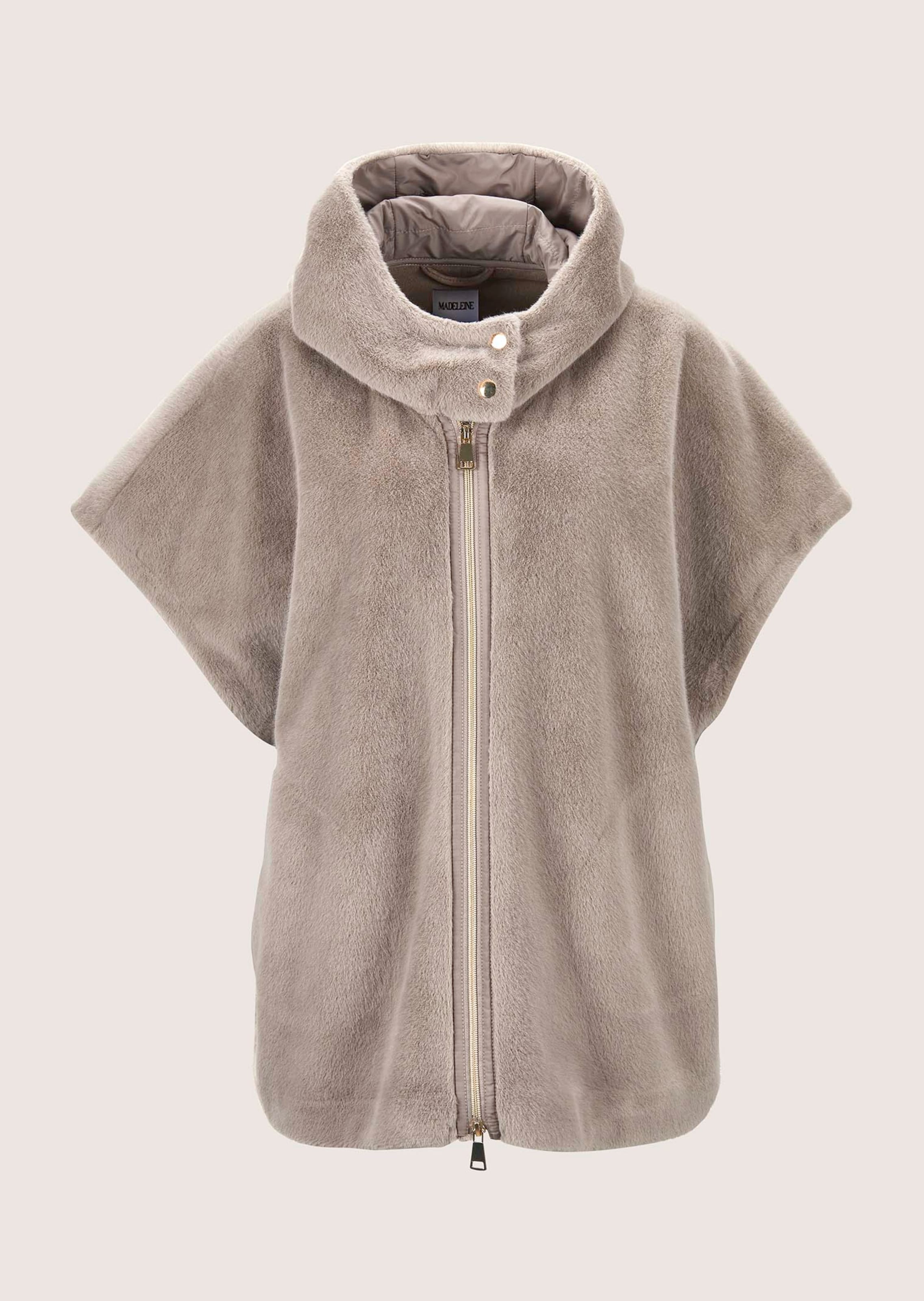 Webpelz-Poncho mit Kapuze