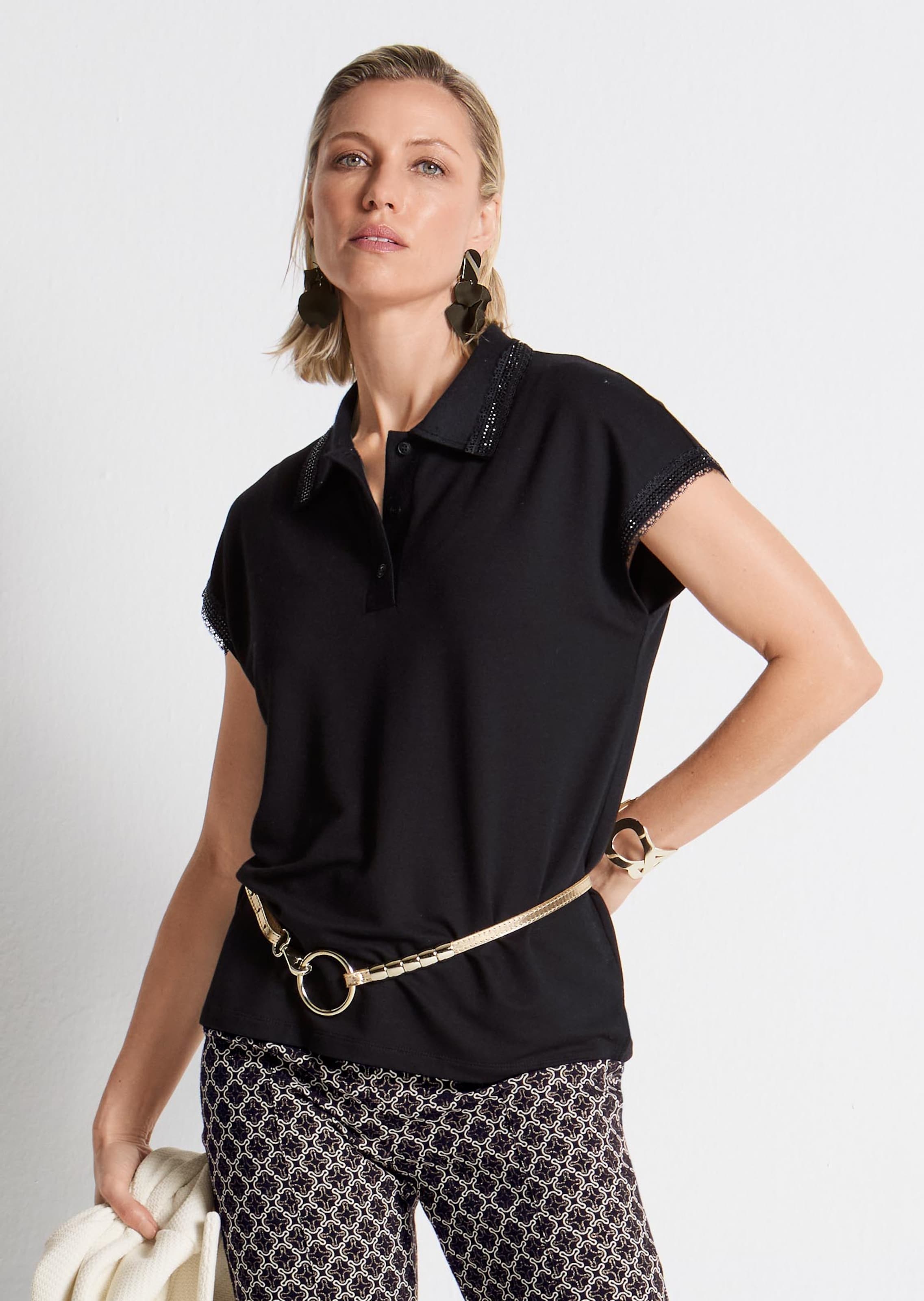 Poloshirt mit Spitzenkanten