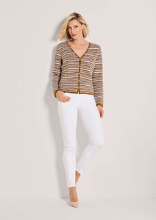 Narrow cardigan with multicoloured stripe pattern thumbnail 3