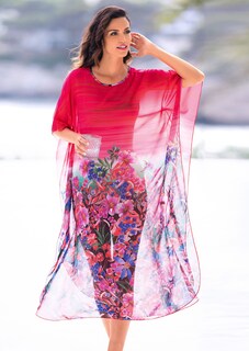 Semitransparenter Kaftan mit floralem Tropenprint thumbnail 1