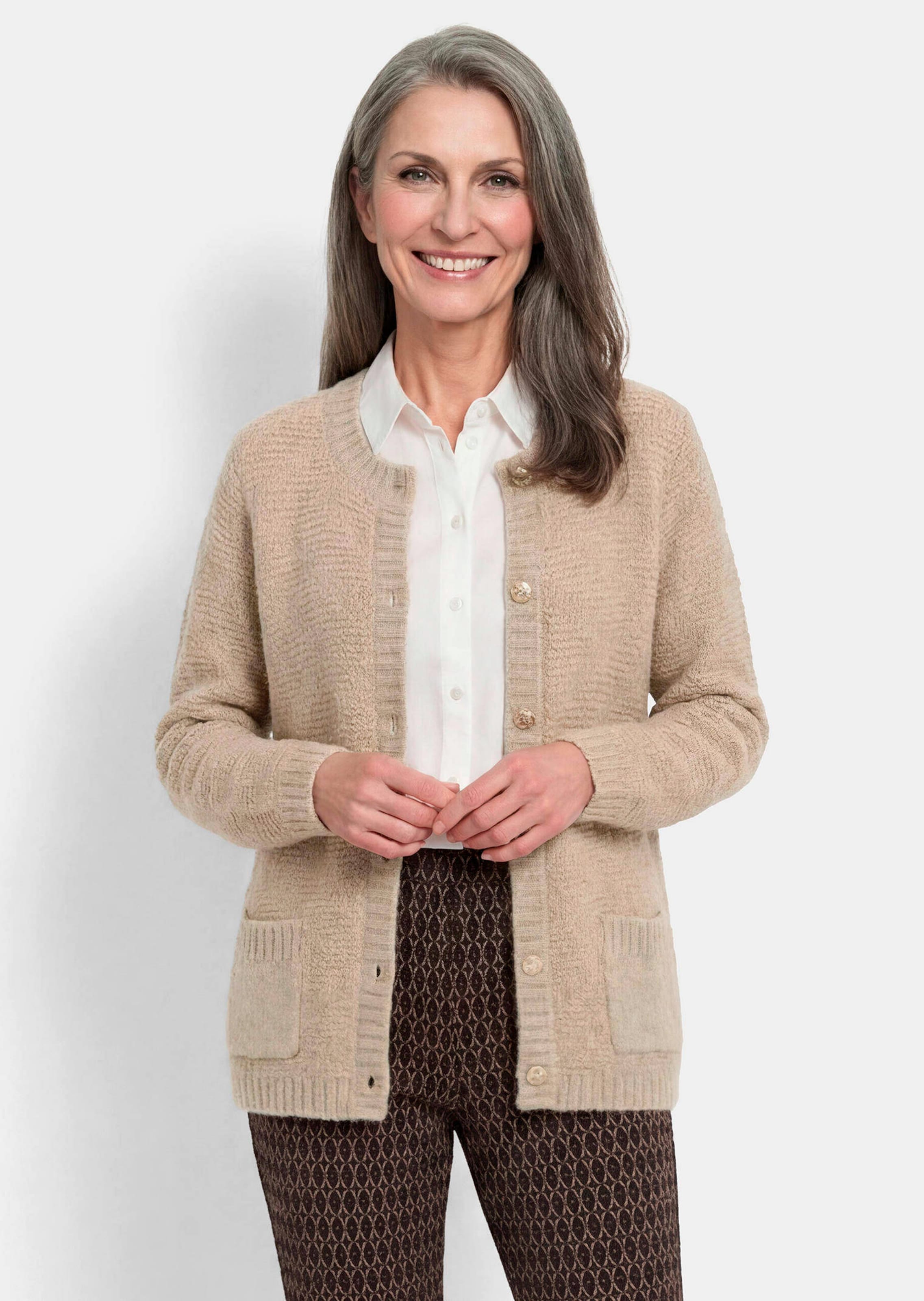 Strickjacke mit Merinowolle im Zickzack-Muster